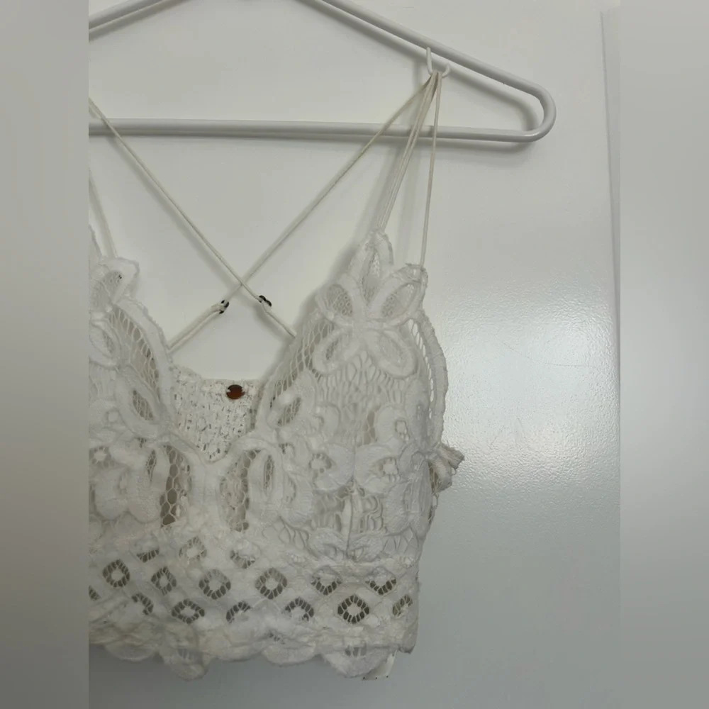 Free People One Adella White Lace Bralette Crop Top size s boho chic festival